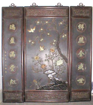 19 th century embed jade screen in China style