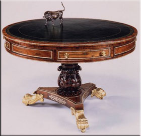 Regency furniture style library drum table